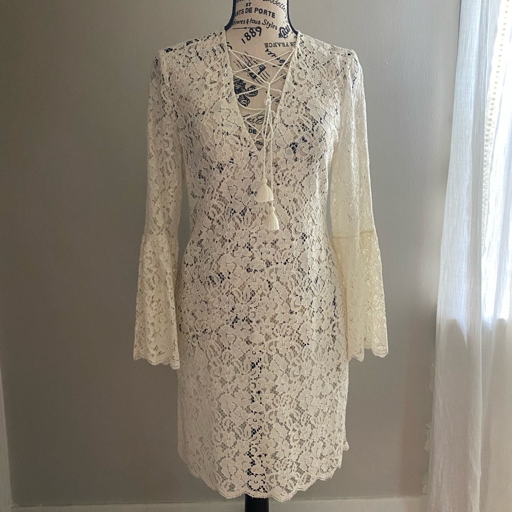 Rachel Zoe Lace Bell Sleeve Cover Up Dress